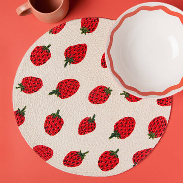 Cotton round placemat Berry Sweet Danica Jubilee