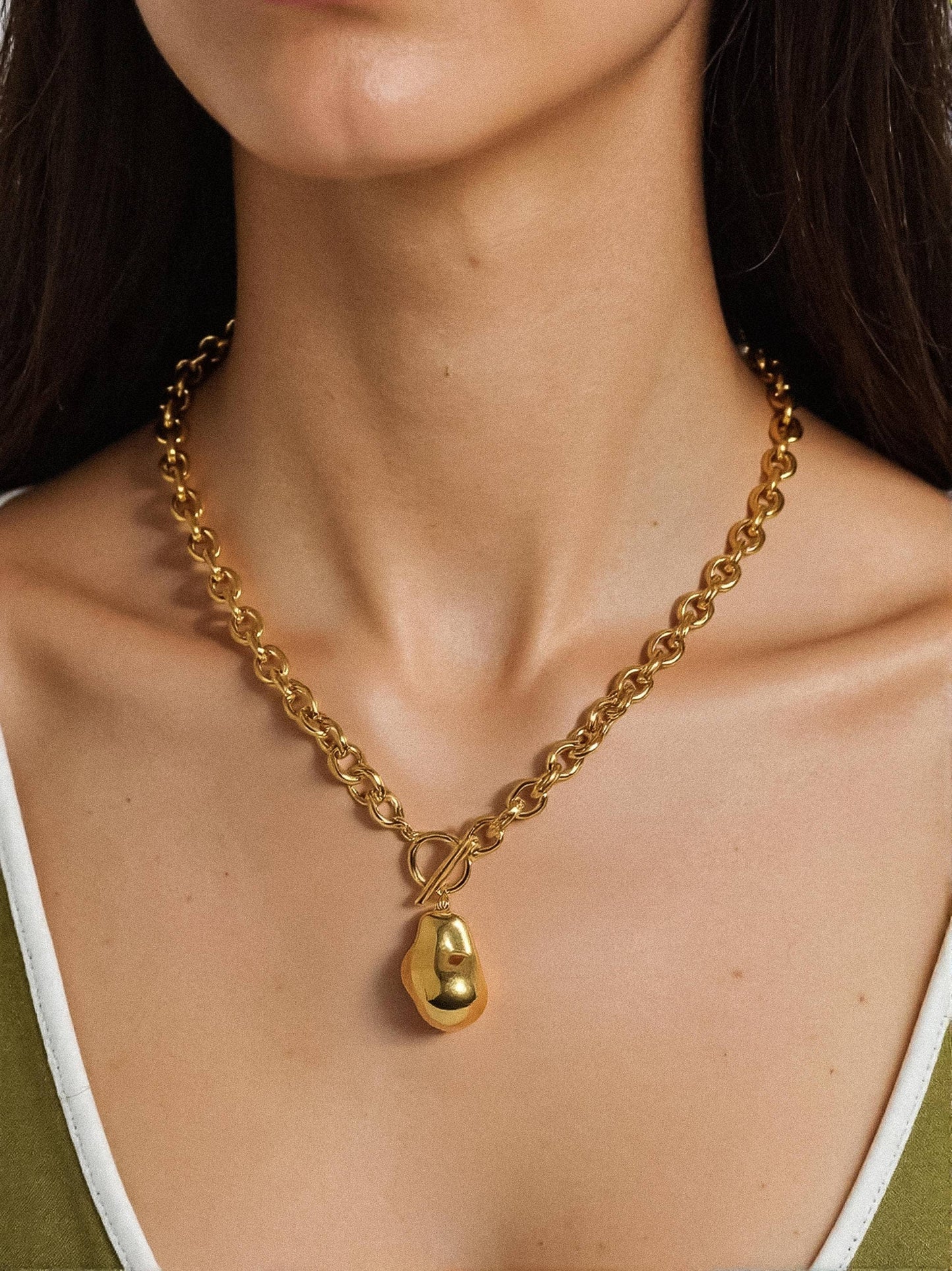 Ciel Large Pearl Chain Necklace