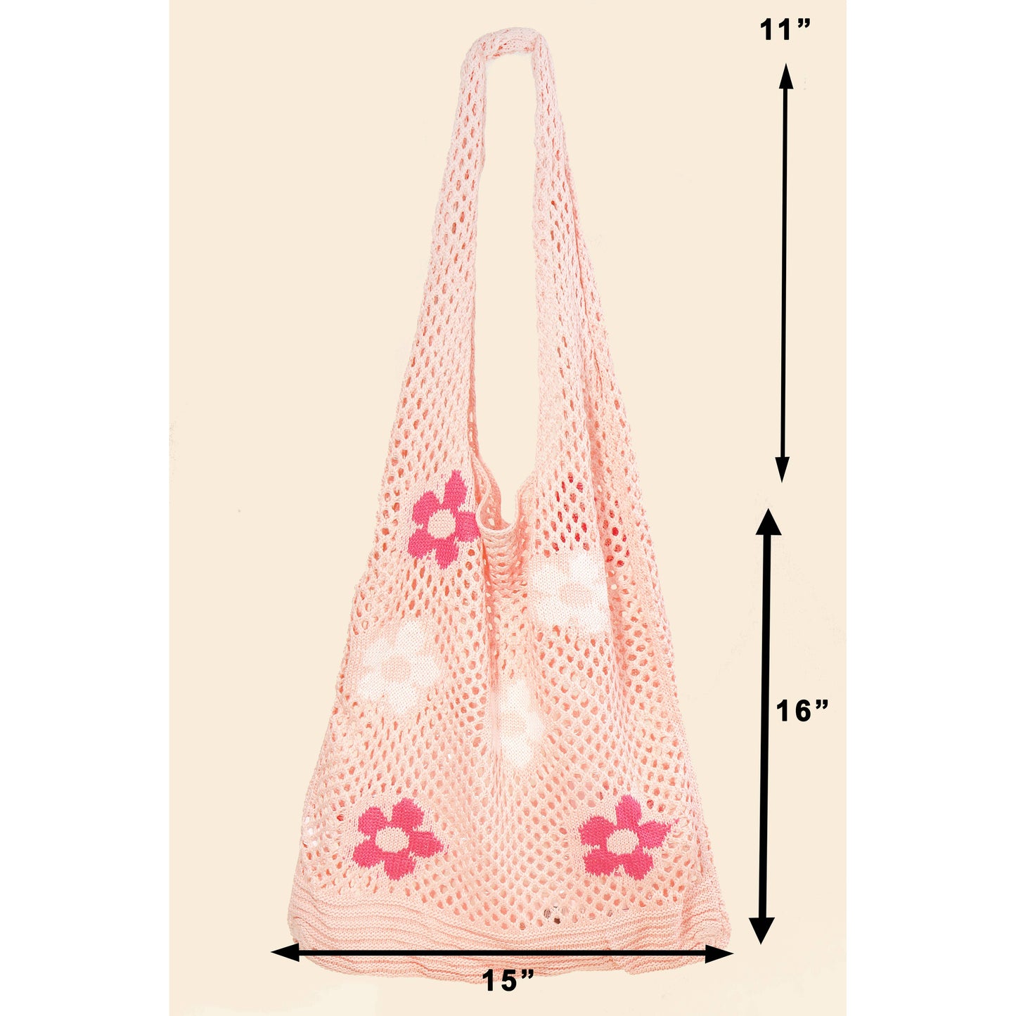Floral Print Knitted Tote Bag