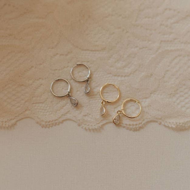 April Raindrop Dangle Hoops Gold
