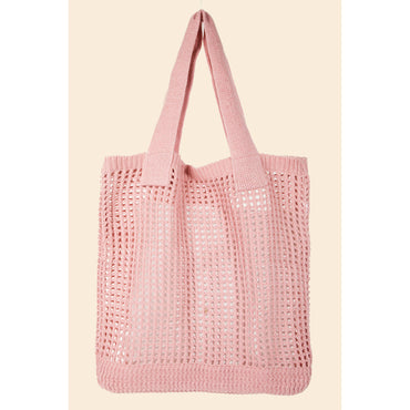 Pointelle Knit Crochet Tote Bag