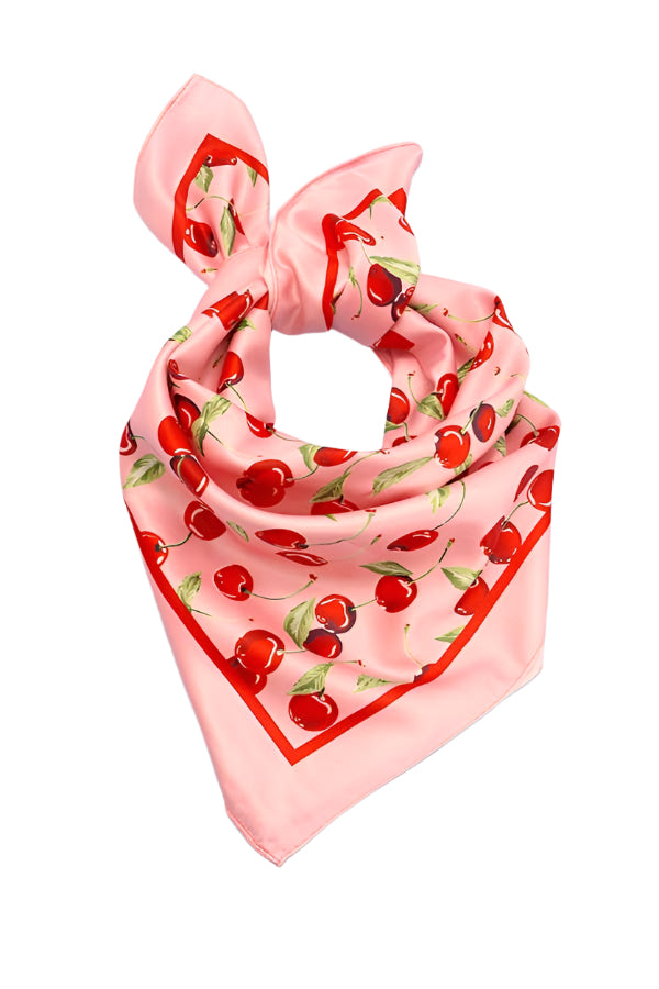 Cherry Red Bandana Scarf Silk