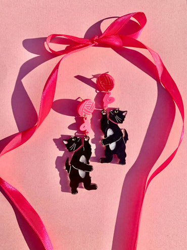 Black Cat Acrylic Earrings