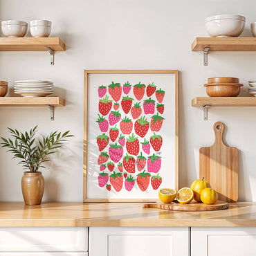 Strawberry artwork for gift shops printed on matte paper, 8x10