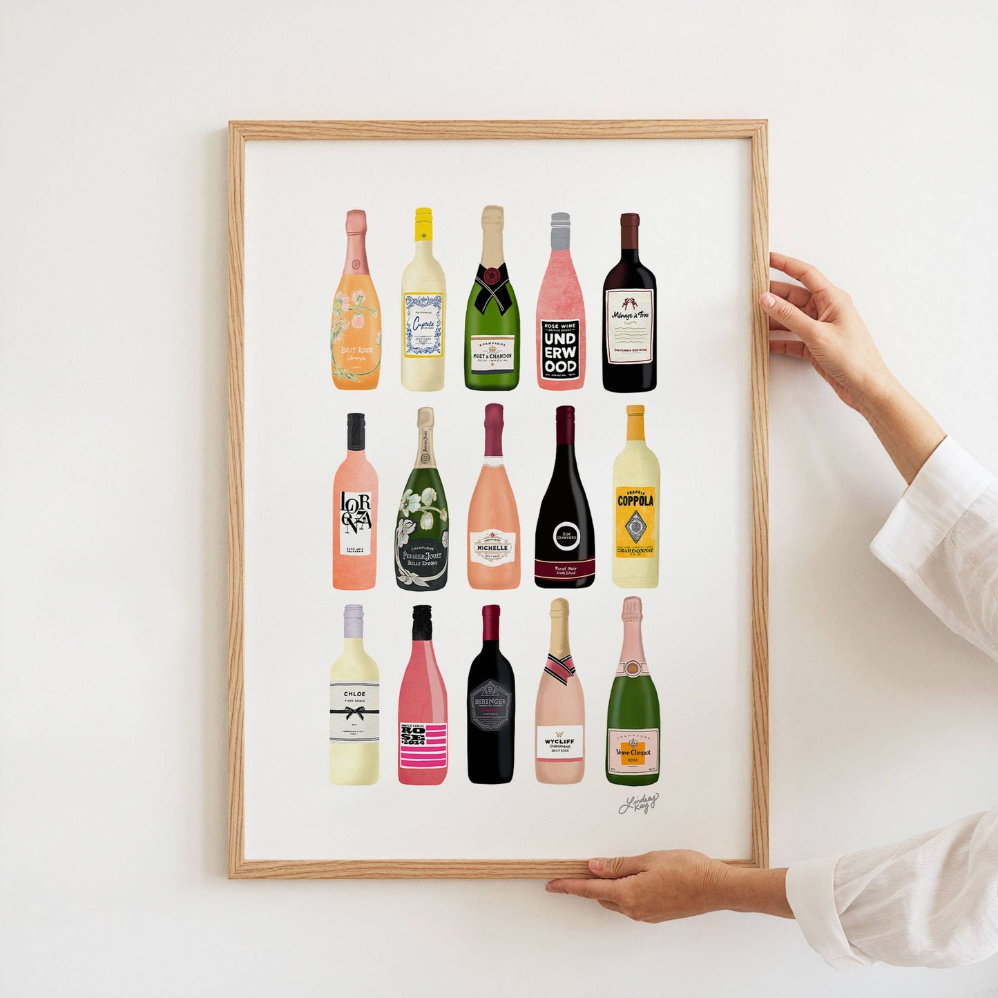Modern wine and champagne art perfect gift for wine enthusiasts