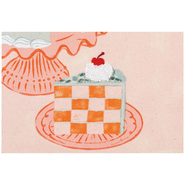Sweet Treats dishtowel with vintage-inspired cake