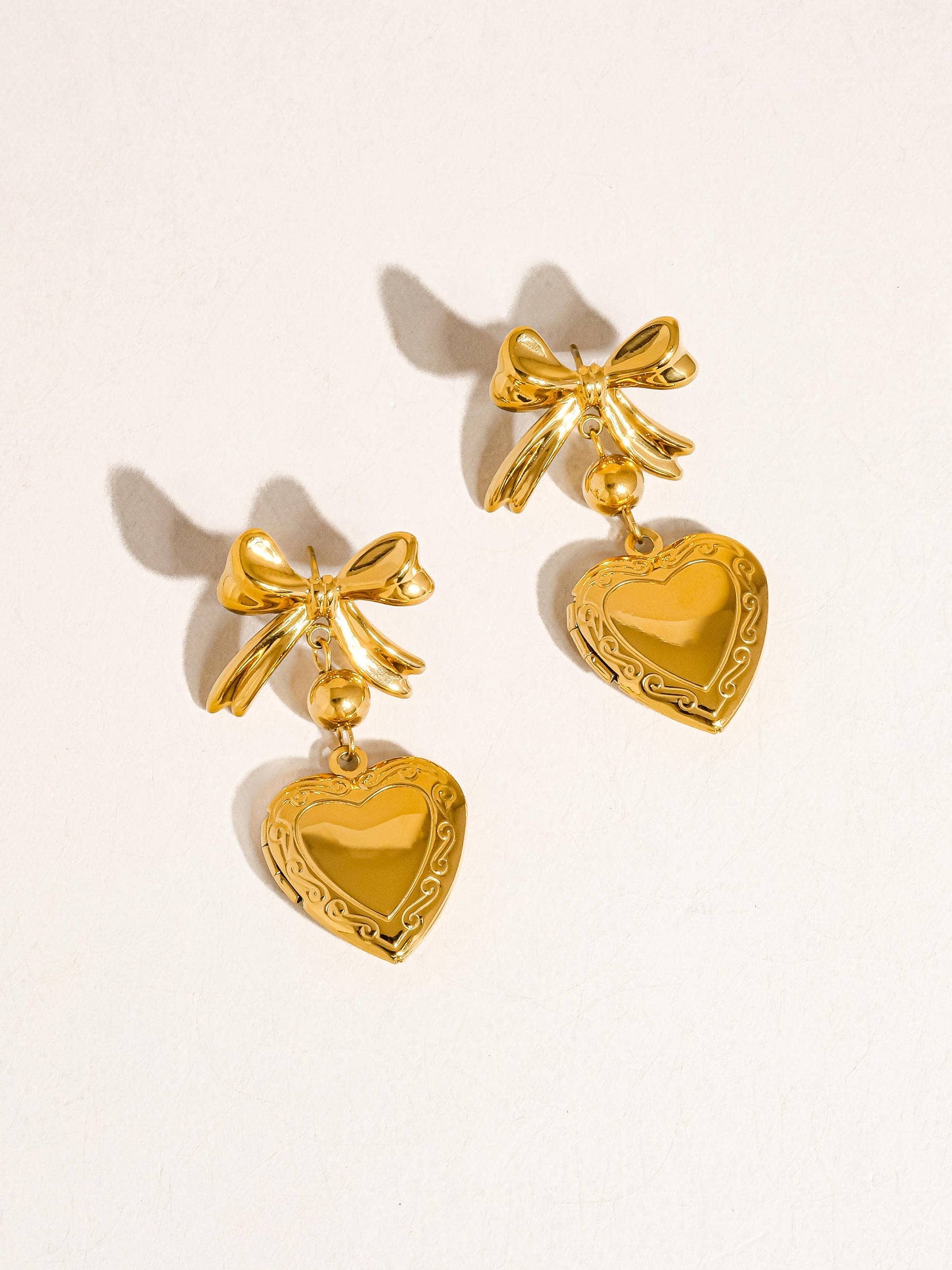 Keryn Heart and Bow Locket Earring