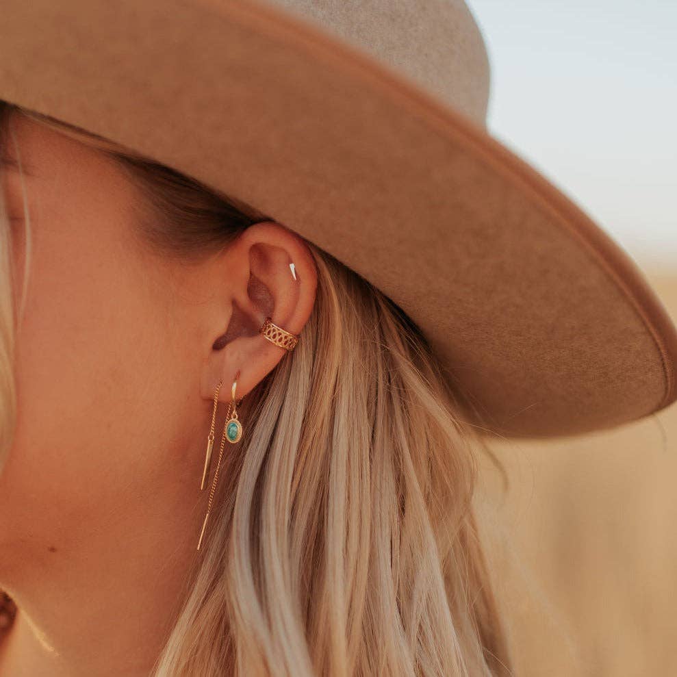 Gift shop jewelry – turquoise huggie earrings