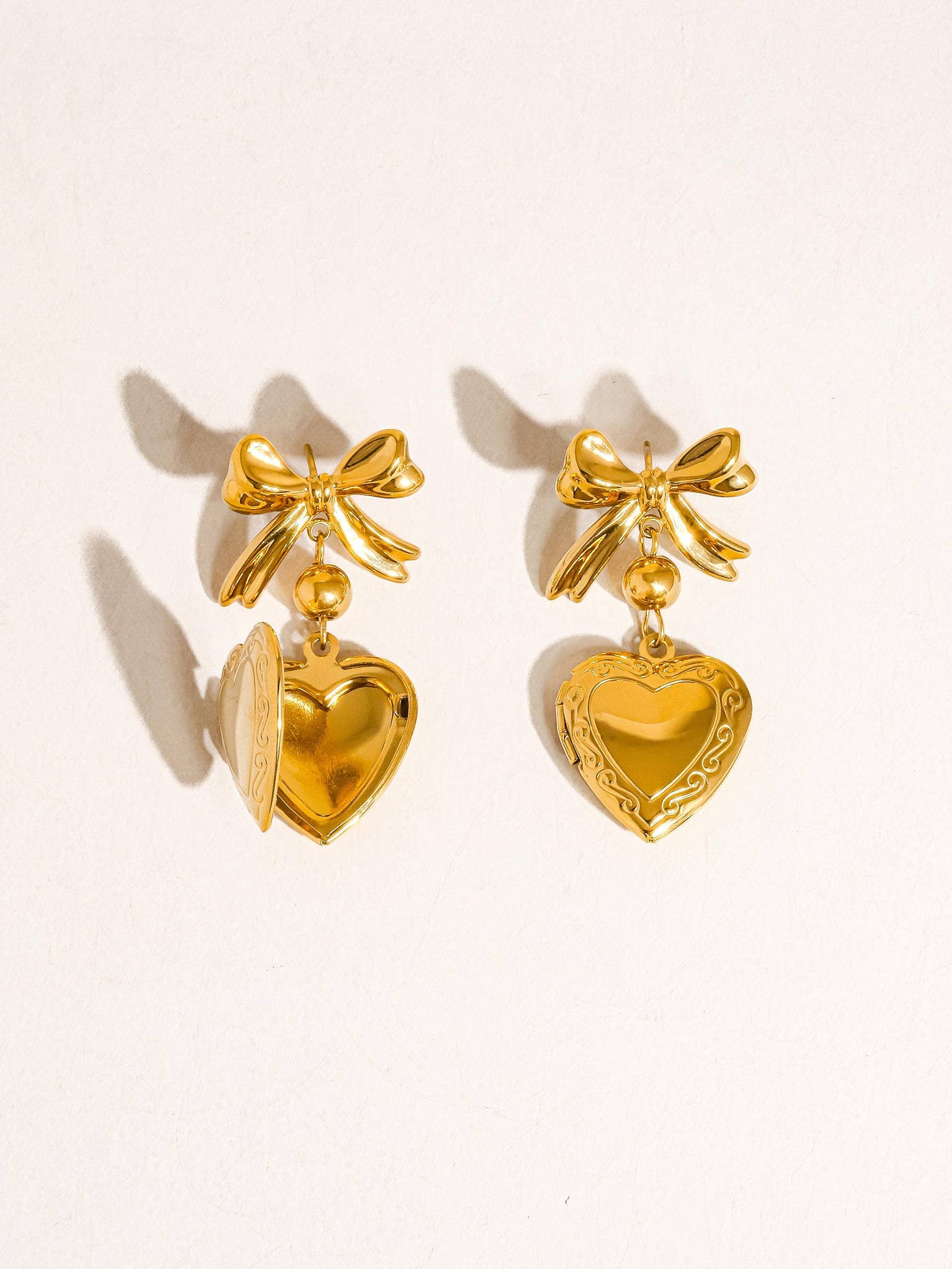 Keryn Heart and Bow Locket Earring
