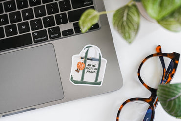 Fun sticker for laptop that is a bag and cute bag charm gift