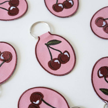 Cherry Embroidered Keychain