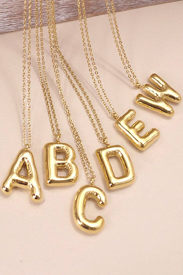 Bubble Balloon Letter Gold Dipped Necklace