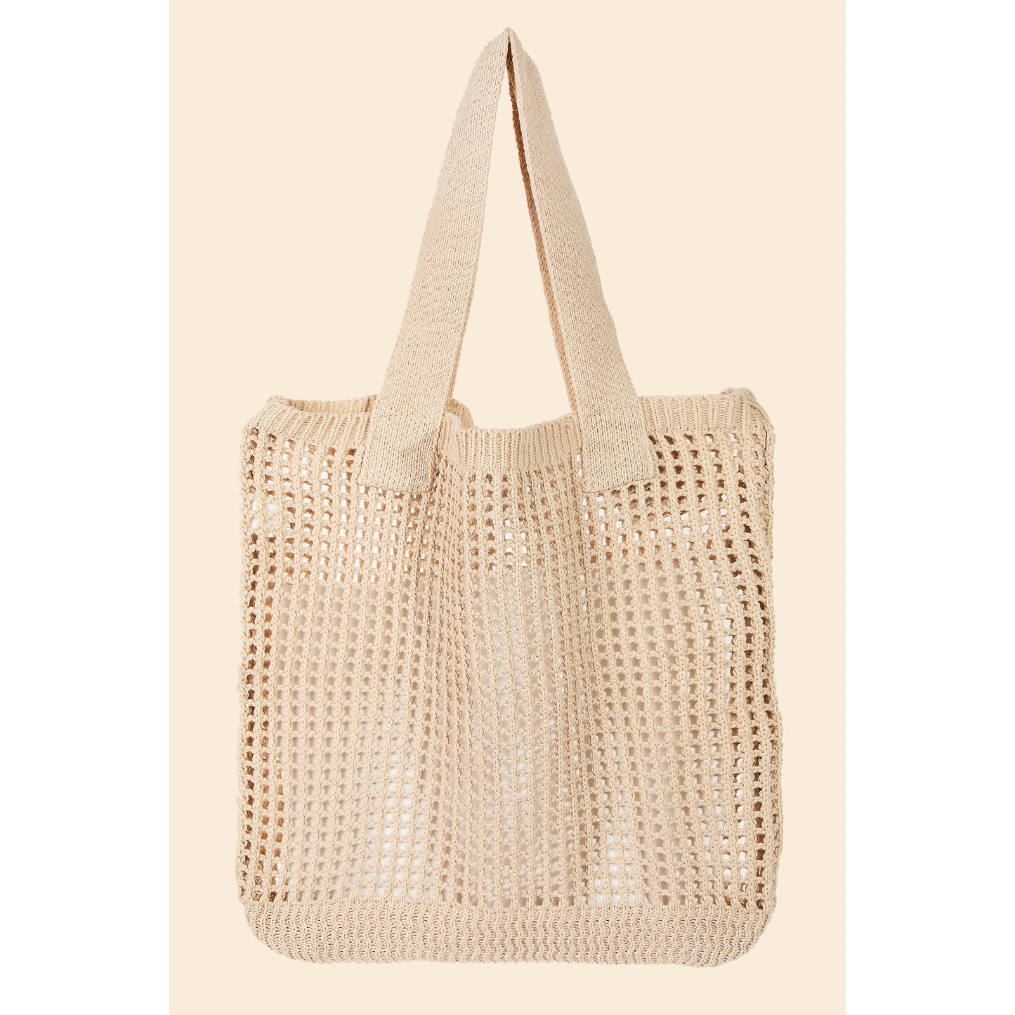 Pointelle Knit Crochet Tote Bag