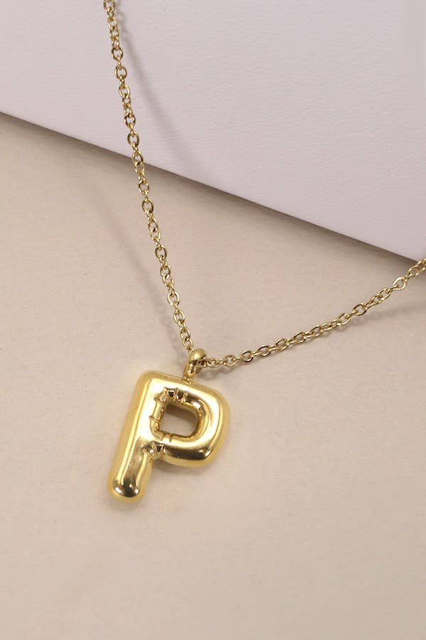 Bubble Balloon Letter Gold Dipped Necklace