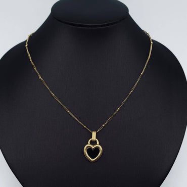 Double Sided Heart Pendant 18K Gold Plated Necklace
