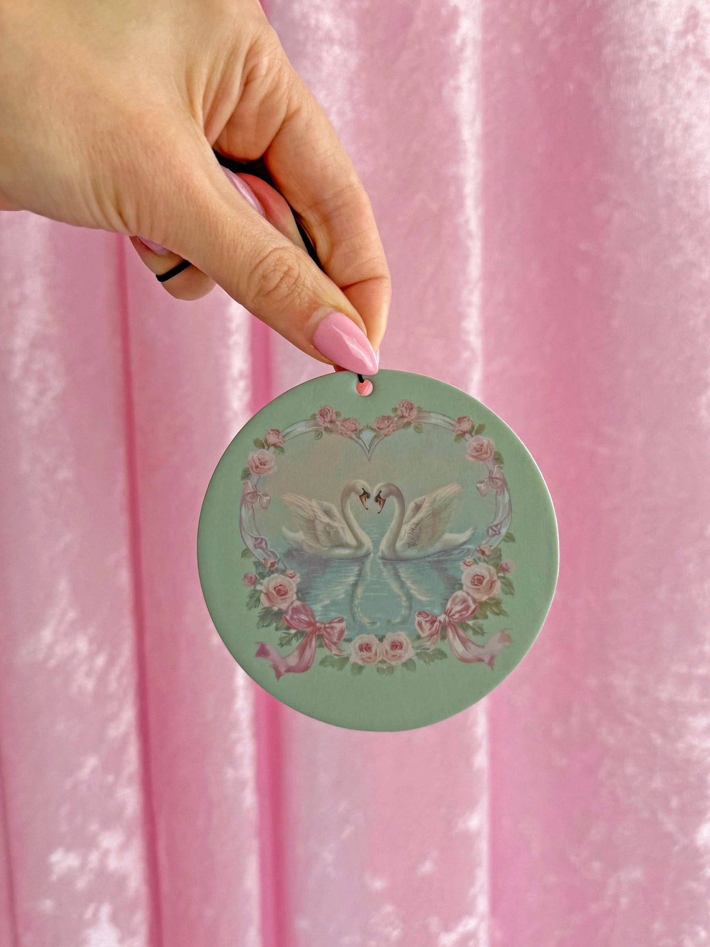 Coquette-core swan air freshener
