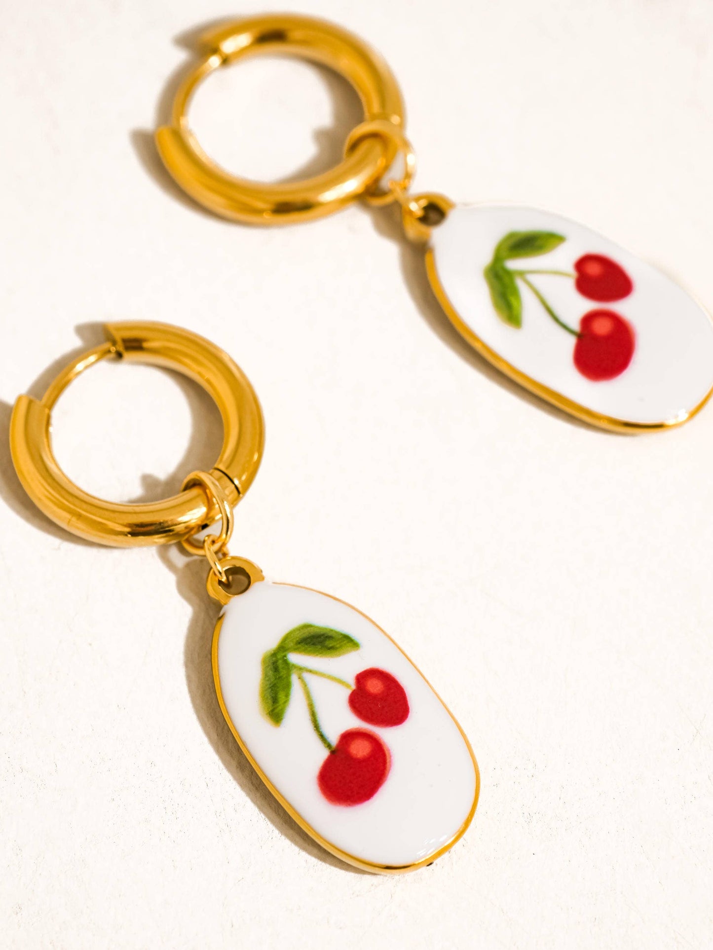 Larmes 18K Gold Non-Tarnish Vintage Cherry Dangle Earring