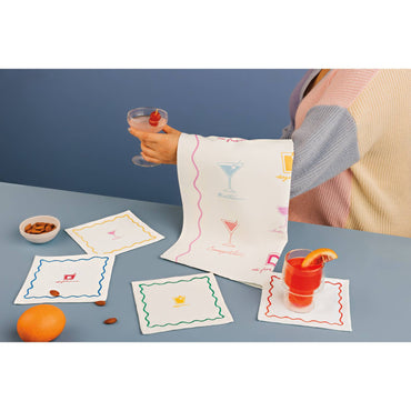 Host gift towel with colorful drink and cocktail design