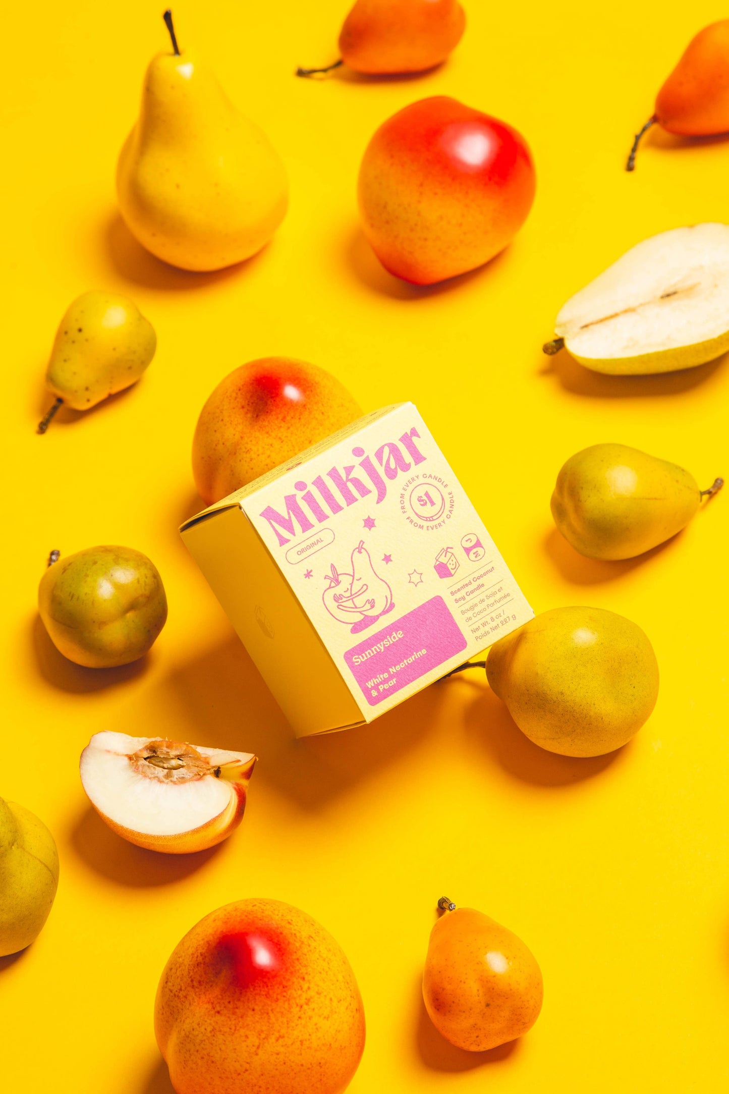 Hand poured vegan pear and nectarine fragrance candle