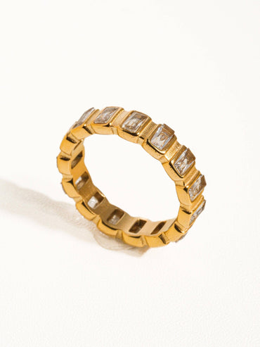 Sterling Yellow Gold Rhinestone Ring