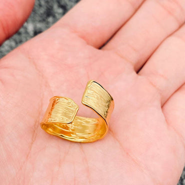 Pleated Design 18K Gold Plated Stainless Steel Ring