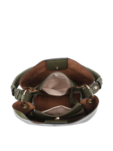 Statement crocodile-embossed hobo with removable crossbody strap