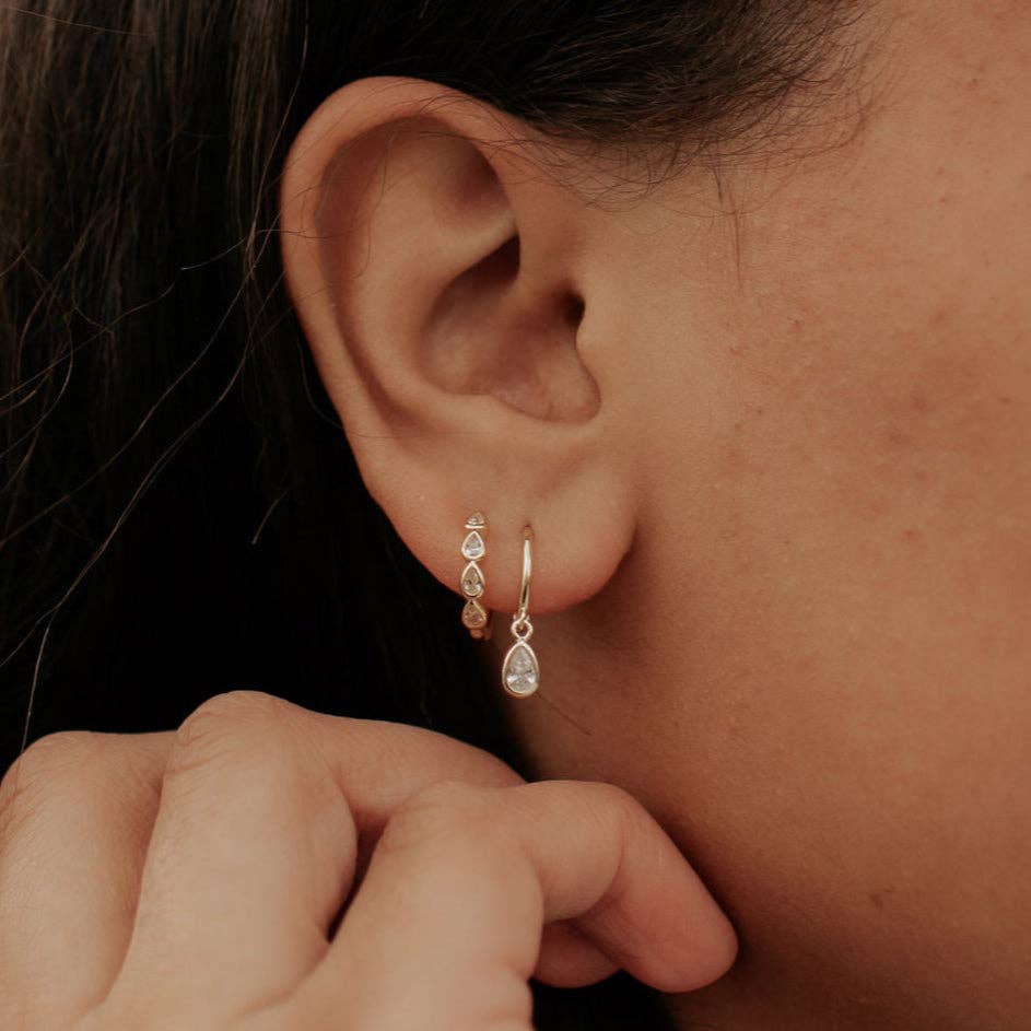 Gift shop jewelry delicate raindrop huggie hoops