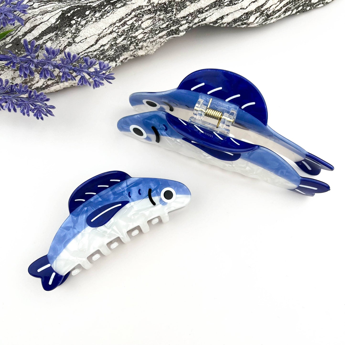 Playful Blue Flying Fish Hair Claw Clip