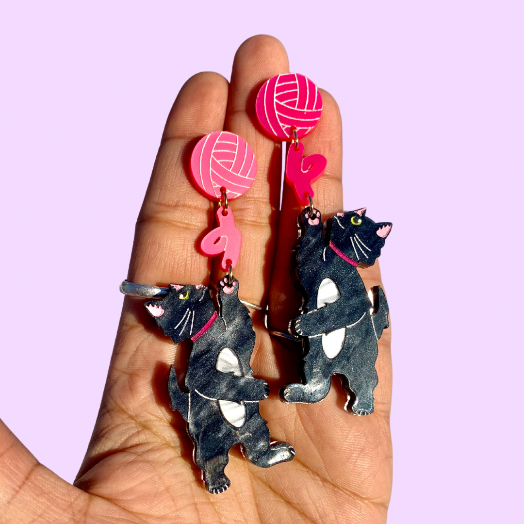 Black Cat Earrings for Women