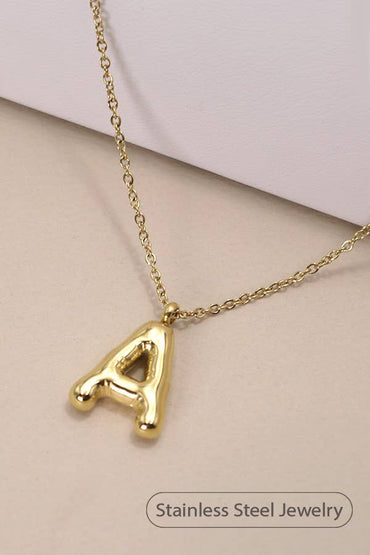 Bubble Balloon Letter Gold Dipped Necklace