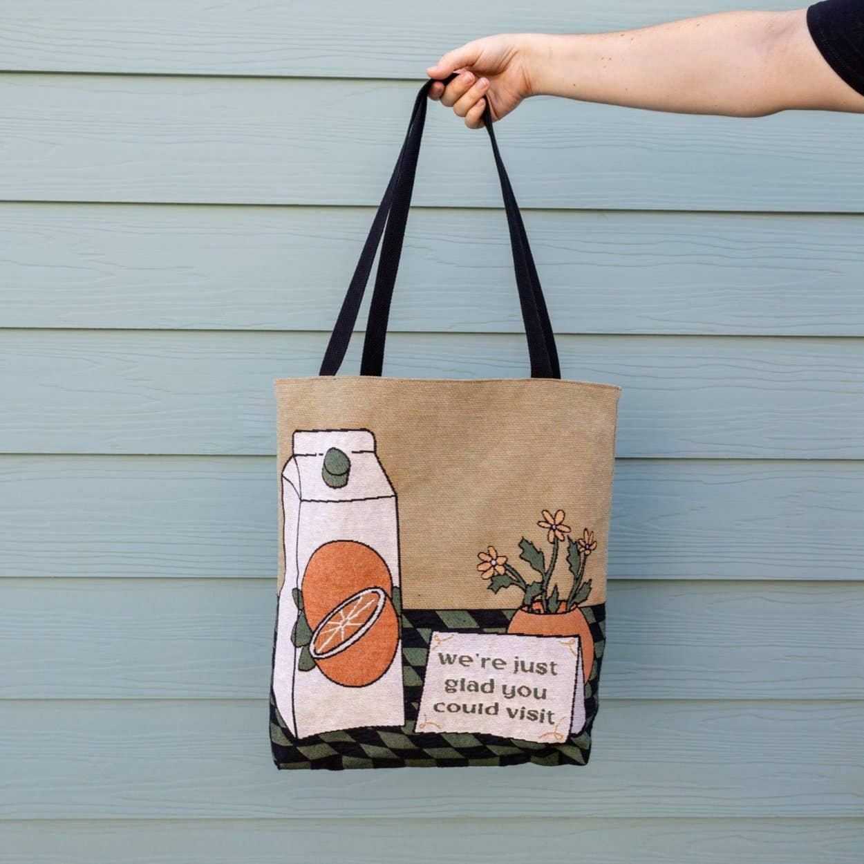orange juice woven tote