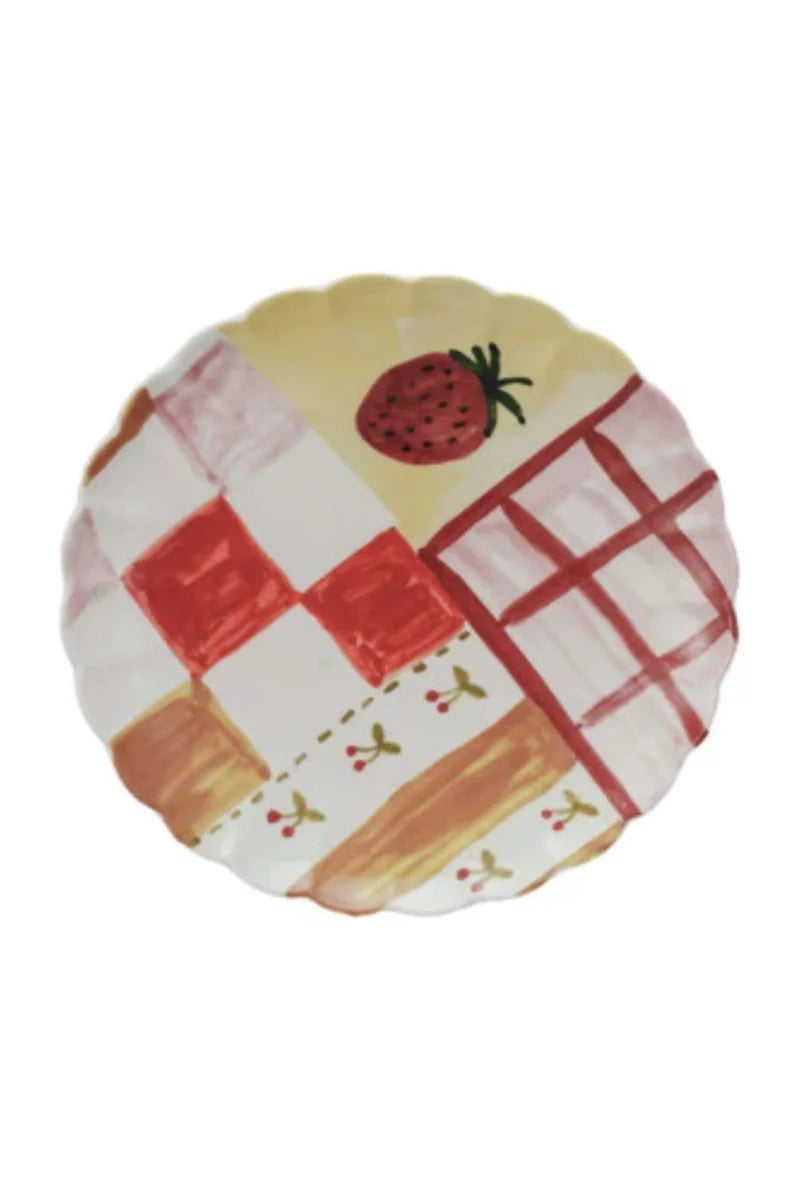 Cottage Core Scalloped Hand Painted Plates