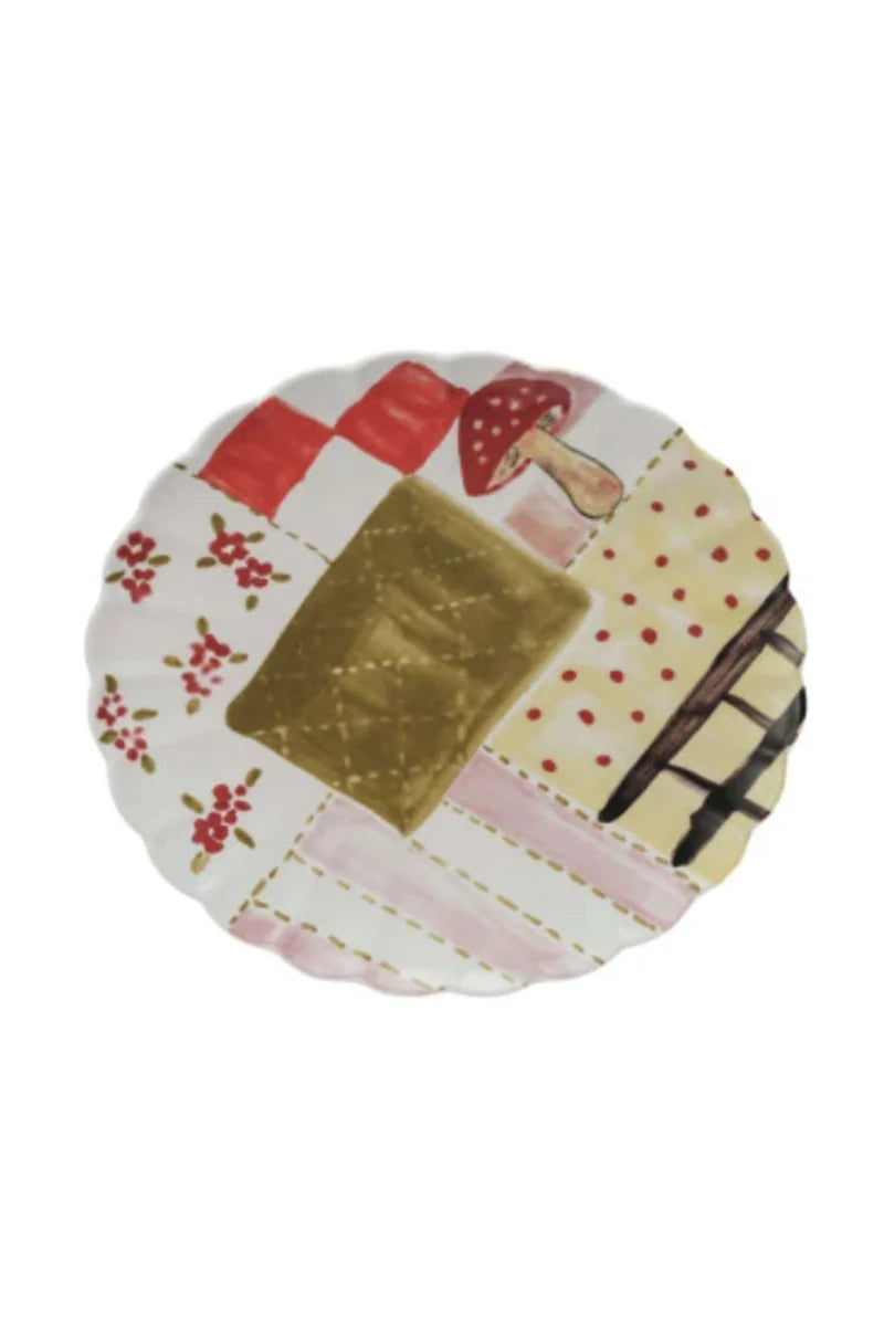 Cottage Core Scalloped Hand Painted Plates