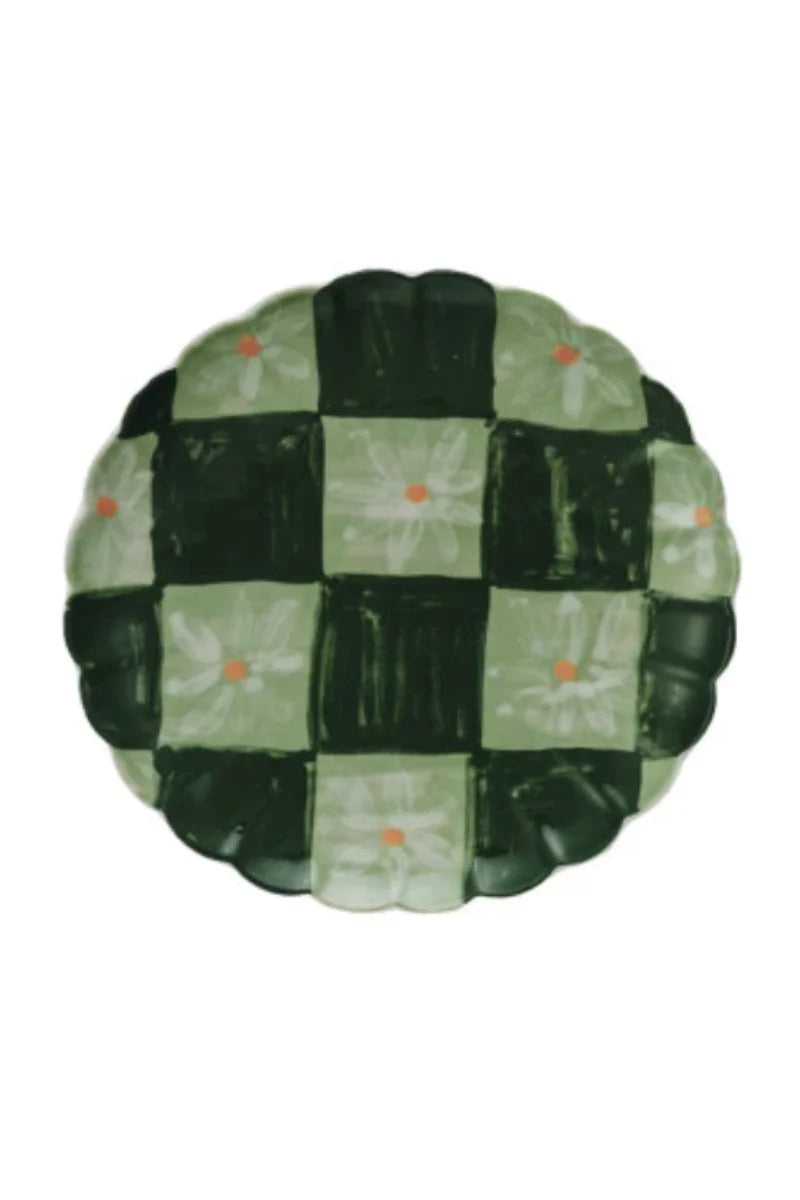 Cottage Core Scalloped Hand Painted Plates