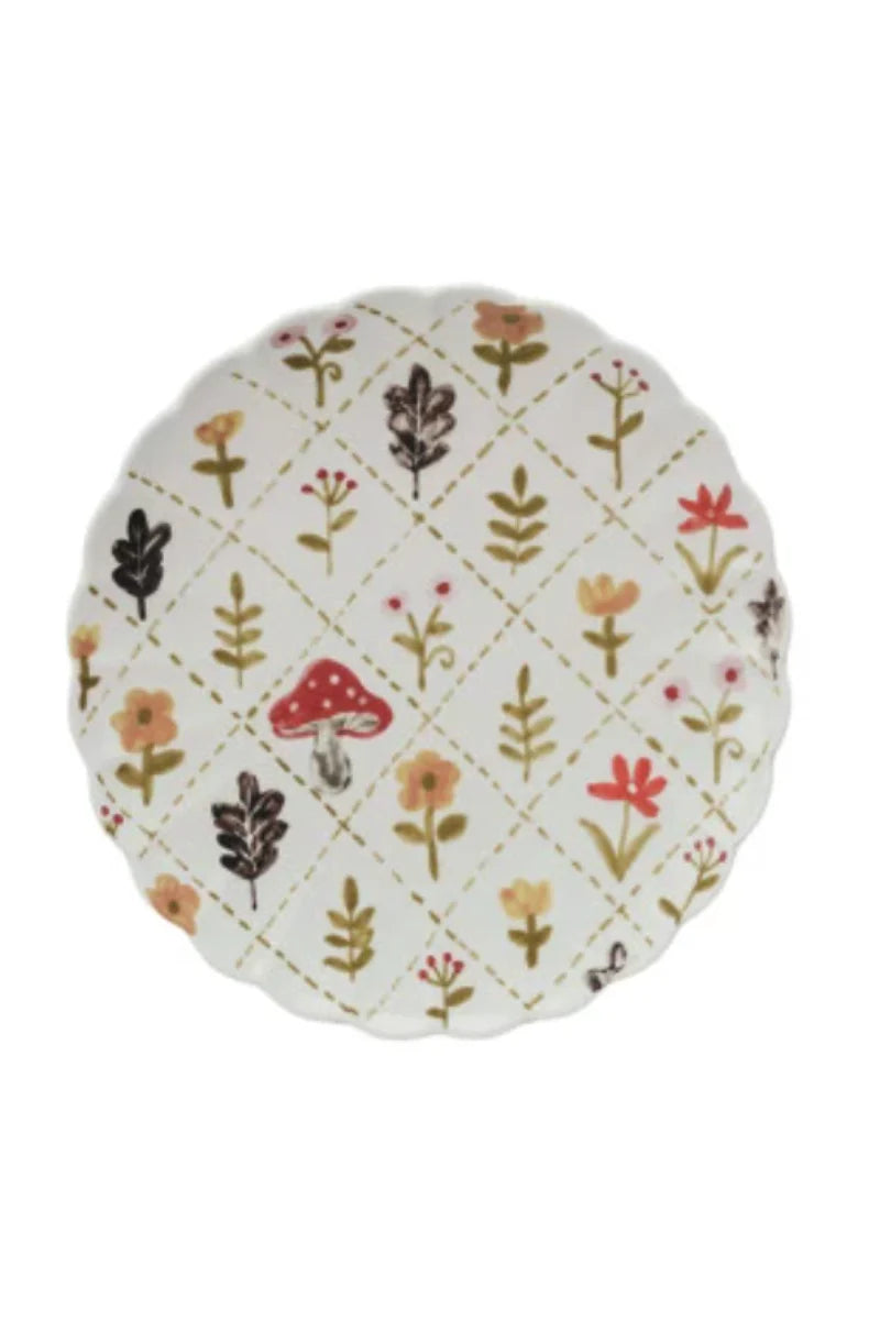 Cottage Core Scalloped Hand Painted Plates