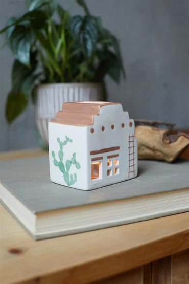 Santa Fe Adobe Style Incense & Tea Light Holder Ceramic House