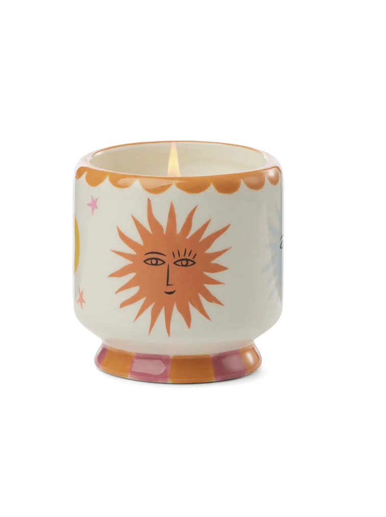 Orange Blossom Hand Painted Sun Ceramic Candle