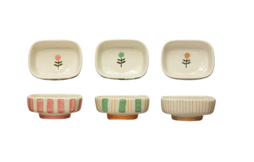 Bowls with Flowers and Stripes