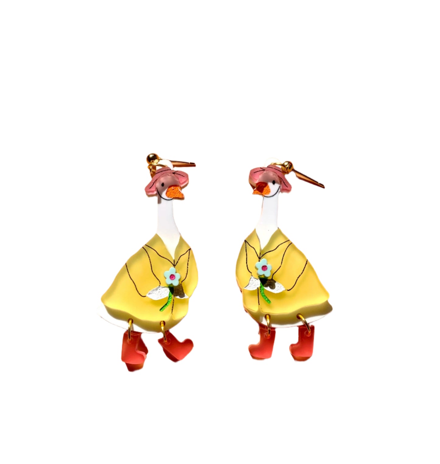 Goose Earrings in Rain Jackets