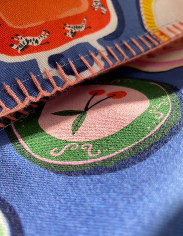 Dinner Plates Cotton Tea Towel with Embroidered Detail