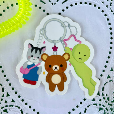 Matte vinyl sticker of calico critter Smiski character