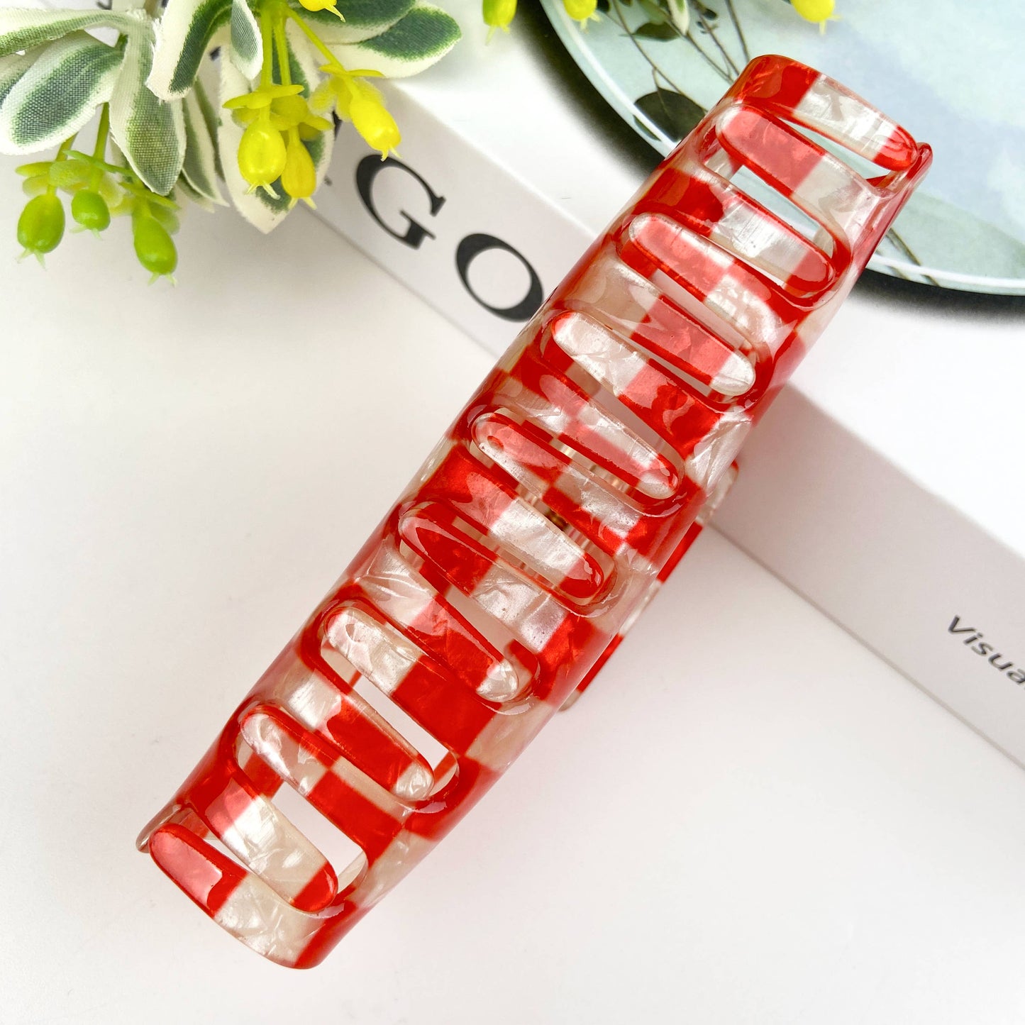 Checkerboard Hair Claw Clip