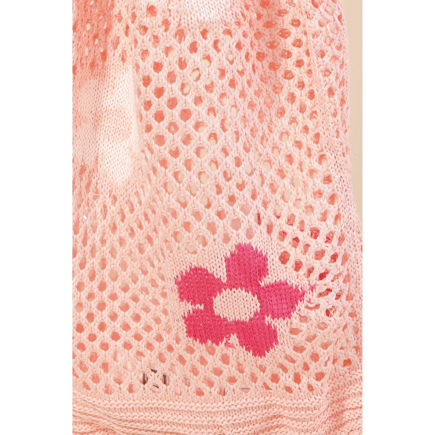Floral Print Knitted Tote Bag