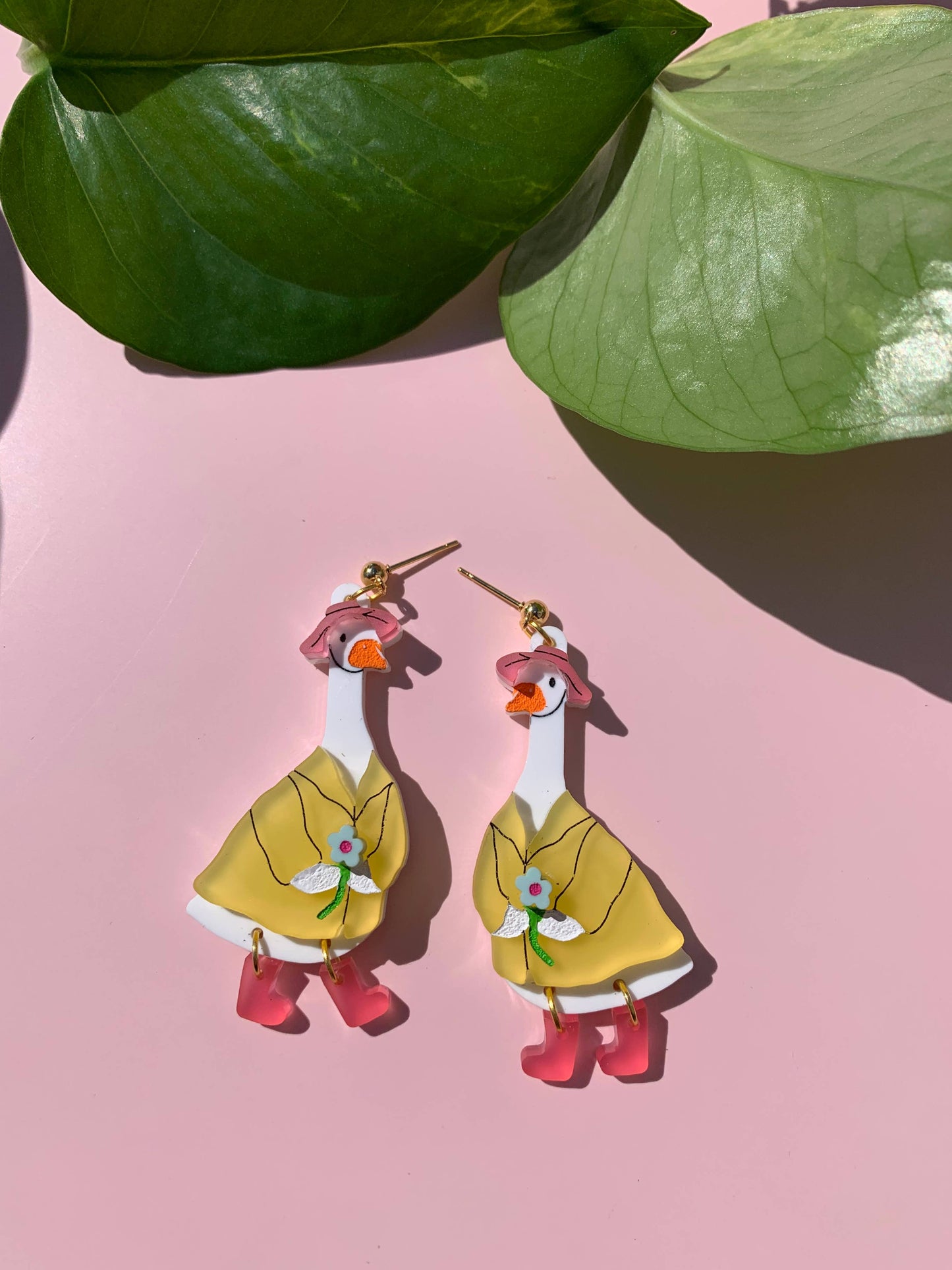 Goose Earrings with Rain Gear