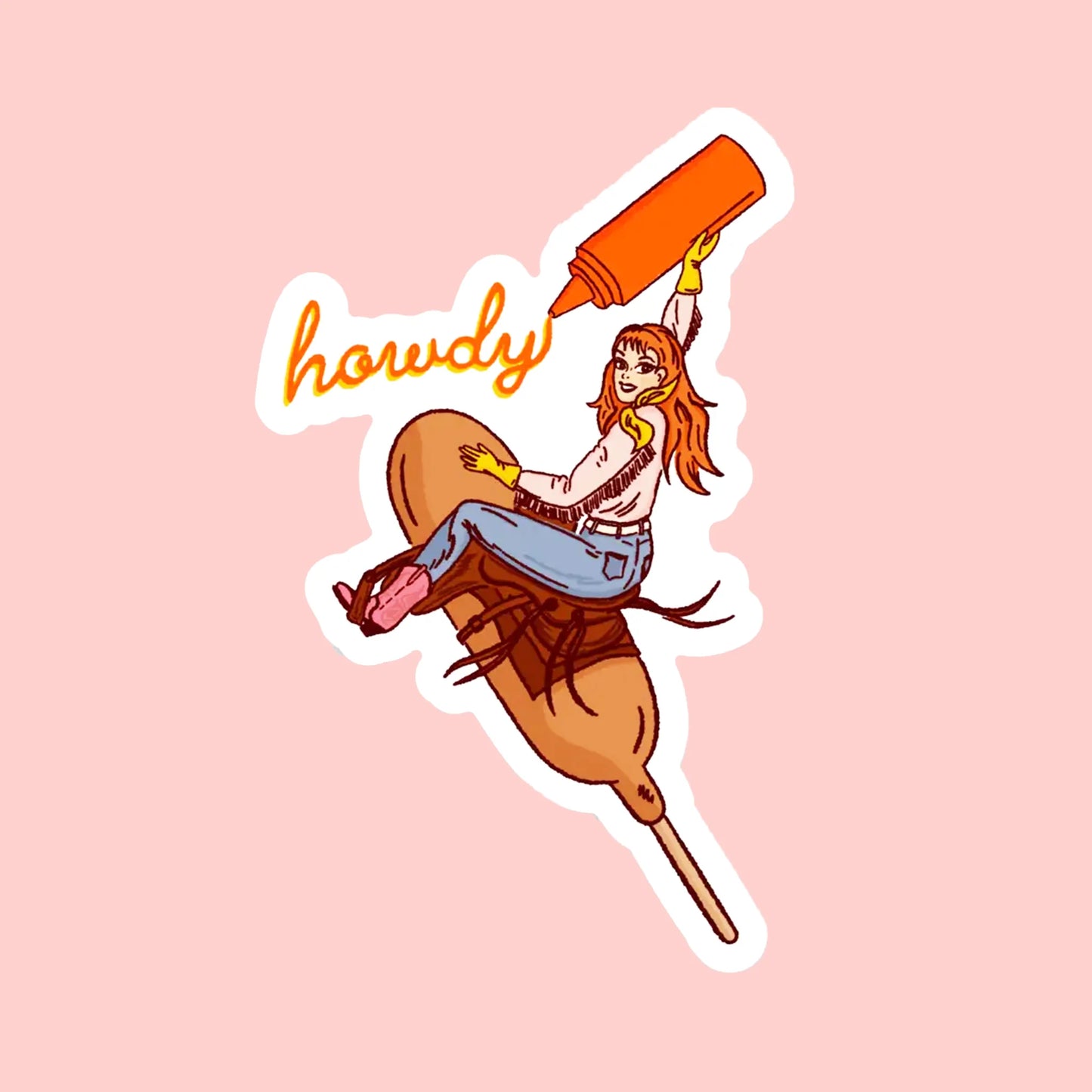 Cowgirl Corn Dog Sticker