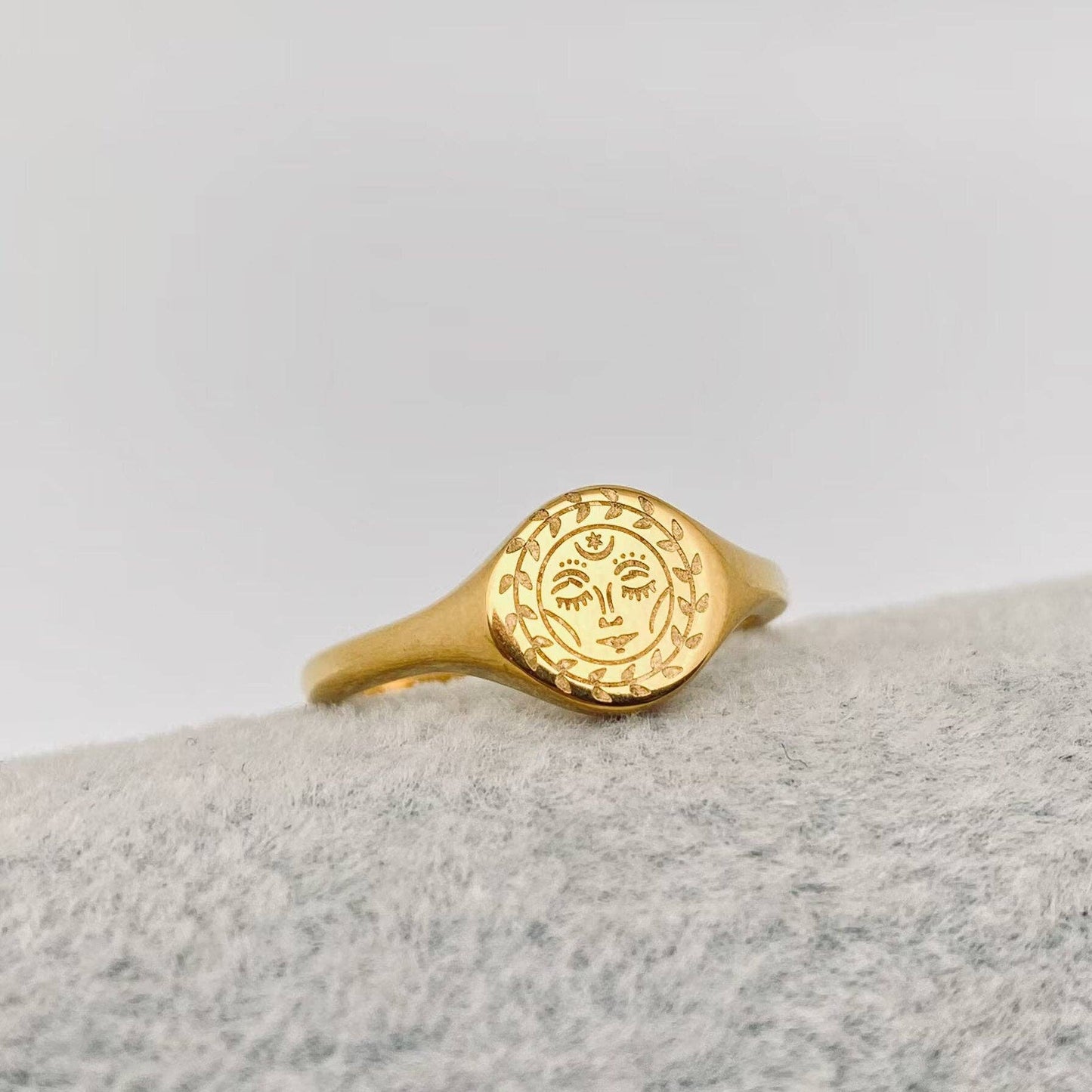 Moon Sun Stars Goddess 18K Gold Plated Ring