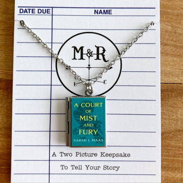 Fantasy book locket with photo holder in stainless steel