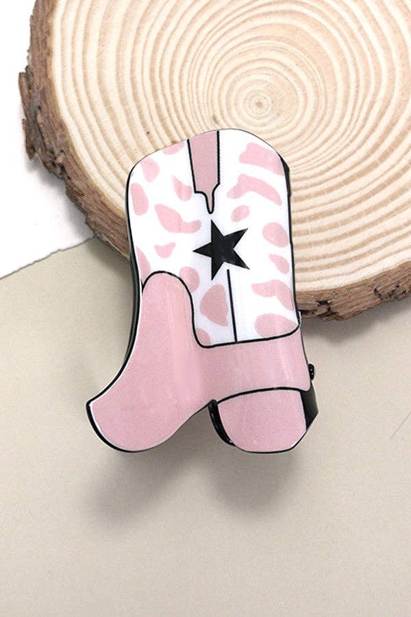 Western Cowgirl Boot Hair Claw Clip