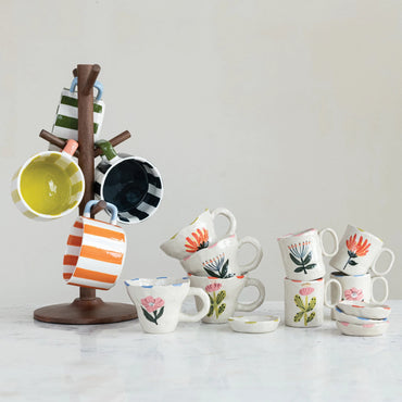 5 oz floral stoneware mug in multi-color styles gift store knoxville