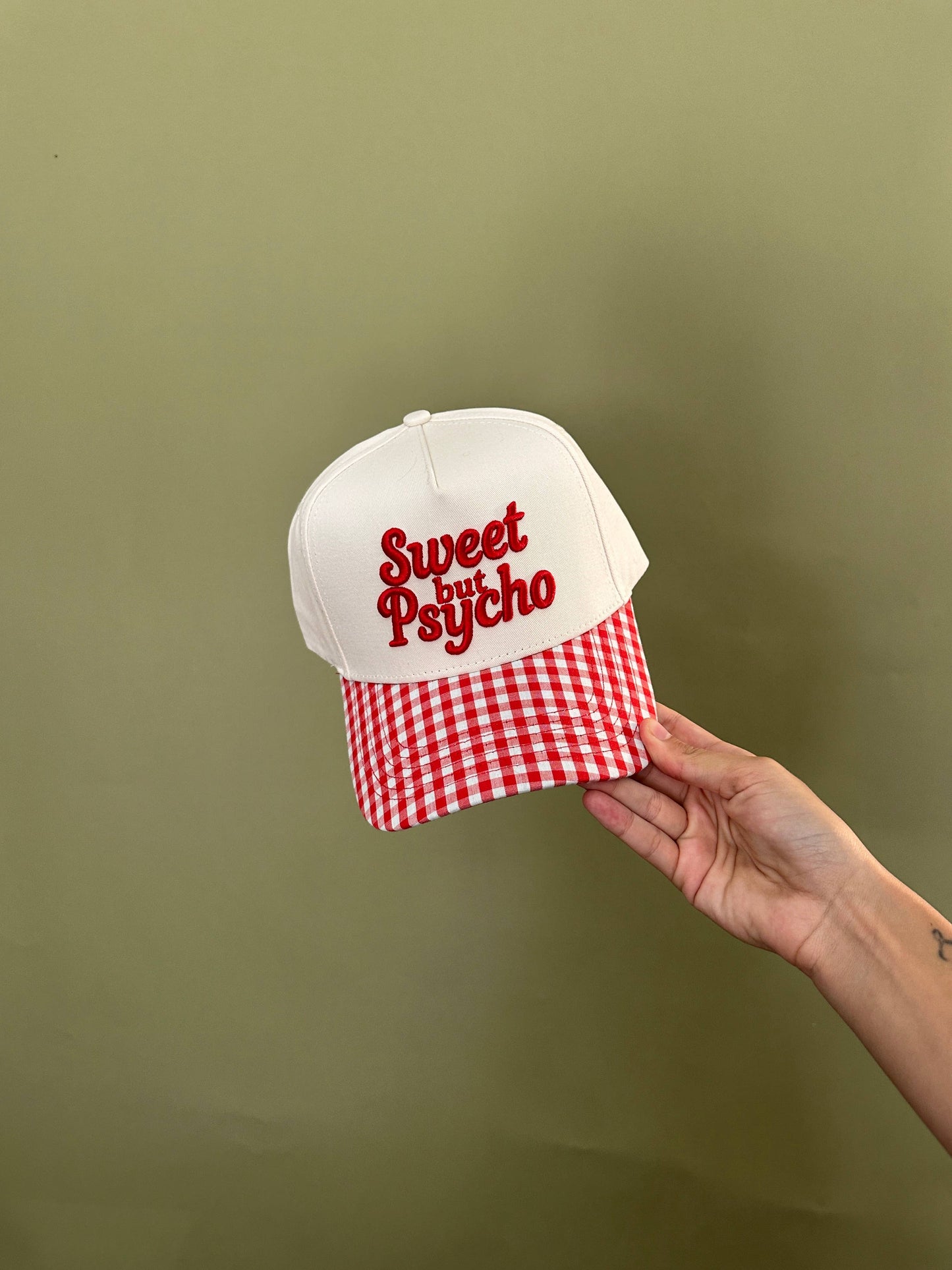 Sweet but Psycho Red Gingham Hat
